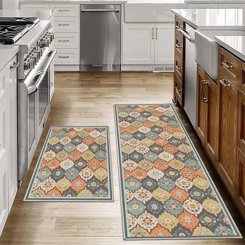 1/2PCS Bohemian Kitchen Floor Mats Anti-Slip Washable Bathroom Bathroom Door Mats Hallway Aisle Floor Mats Home Decoration