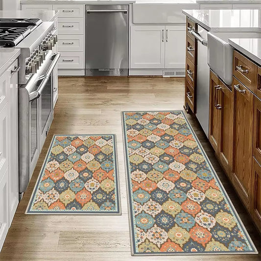1/2PCS Bohemian Kitchen Floor Mats Anti-Slip Washable Bathroom Bathroom Door Mats Hallway Aisle Floor Mats Home Decoration