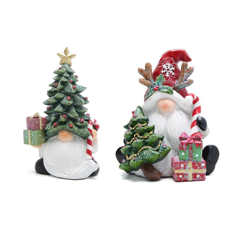 Hodao Christmas Decoration Set: Gingerbread Train, Santa Claus, Gnome Figurines, Christmas Gifts, Suitable for Families to Use as Party Decorations and Christmas Ornament Decor Tree Flocked Green