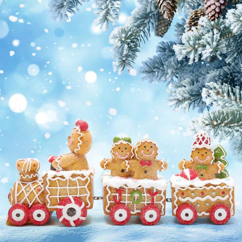Hodao Christmas Decoration Set: Gingerbread Train, Santa Claus, Gnome Figurines, Christmas Gifts, Suitable for Families to Use as Party Decorations and Christmas Ornament Decor Tree Flocked Green