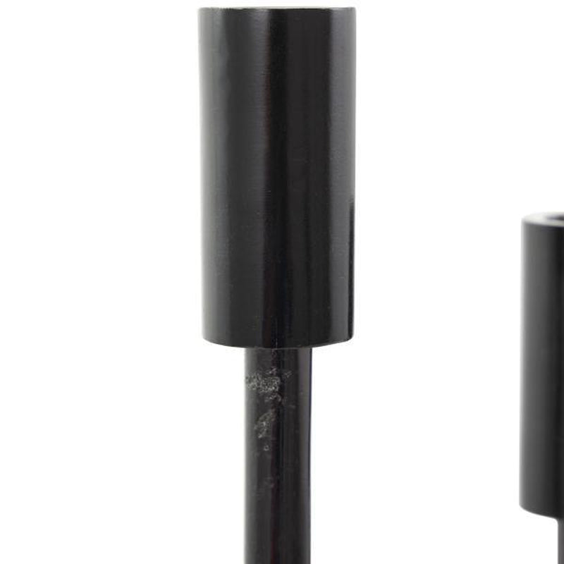 Black Aluminum Metal Slim Candle Holder with Block Bases, Set of 2 11", 13"H