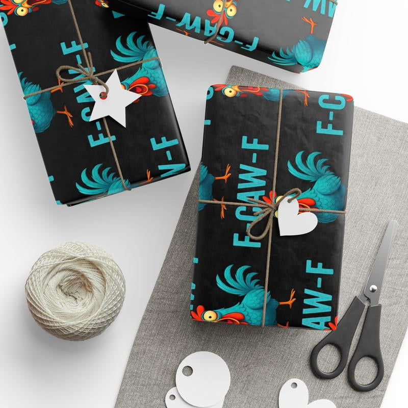 F-Caw-F Chicken Wrapping Paper Gift Wrap with Clear Message for Bold Statements and Versatile Gifting Needs