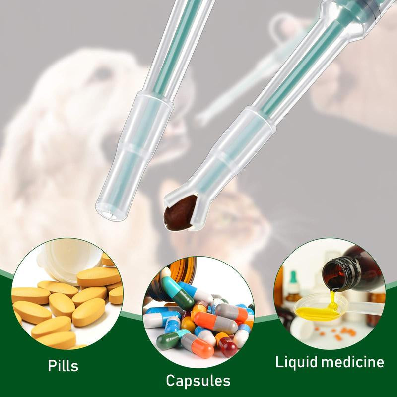 3 Pieces Pet Pill Plunger Popper for Small Cats Dogs Pill Gun Dispenser Shooter Pet Piller Soft Tip Tablet Syringe Pusher Animal Medicine Feeder for Feeding(Green+Red+Blue)