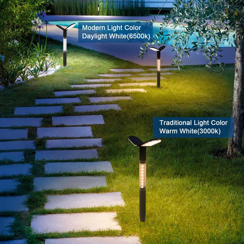 EMANER Solar Flood Lights Outdoor, Dusk to Dawn Solar Stake Yard Light,2000Lm Big Solar Driveway Lights, Cool and Warm White Pathway Lights Warm & Cool White, Dusk to Dawn Walkway Lights Solar Powered for Garden Sidewalk Yard