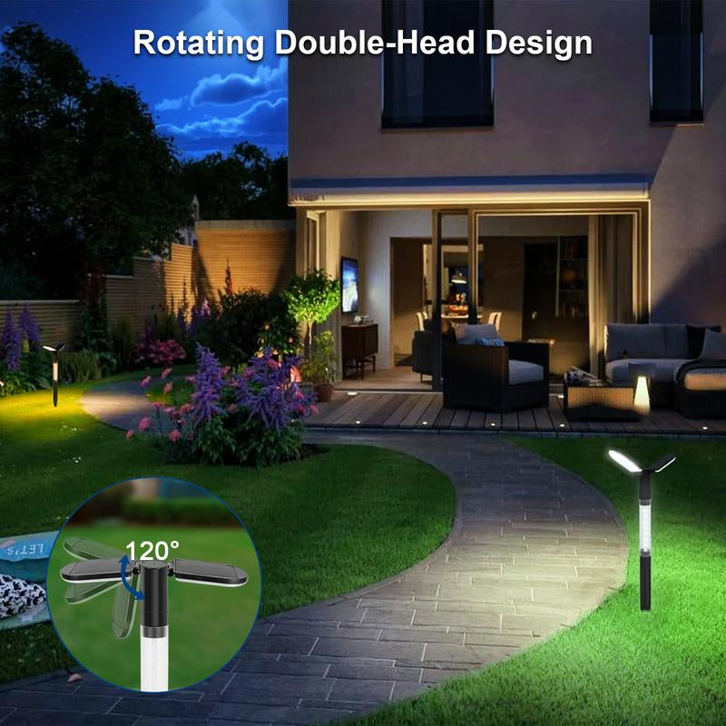 EMANER Solar Flood Lights Outdoor, Dusk to Dawn Solar Stake Yard Light,2000Lm Big Solar Driveway Lights, Cool and Warm White Pathway Lights Warm & Cool White, Dusk to Dawn Walkway Lights Solar Powered for Garden Sidewalk Yard