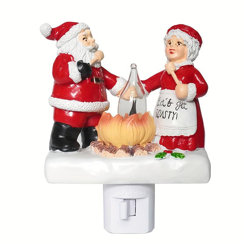 2025 Rudolph & Clarice 3D Deer Night Light, Flickering Campfire Plug-In Lamp, Spooky Halloween & Cozy Christmas Eve Night Light, 120V Plug-In Reindeer Decor for Festive Ambiance