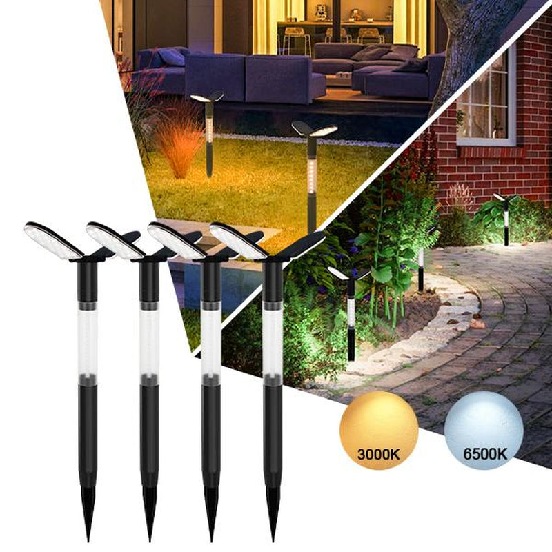 EMANER Solar Flood Lights Outdoor, Dusk to Dawn Solar Stake Yard Light,2000Lm Big Solar Driveway Lights, Cool and Warm White Pathway Lights Warm & Cool White, Dusk to Dawn Walkway Lights Solar Powered for Garden Sidewalk Yard