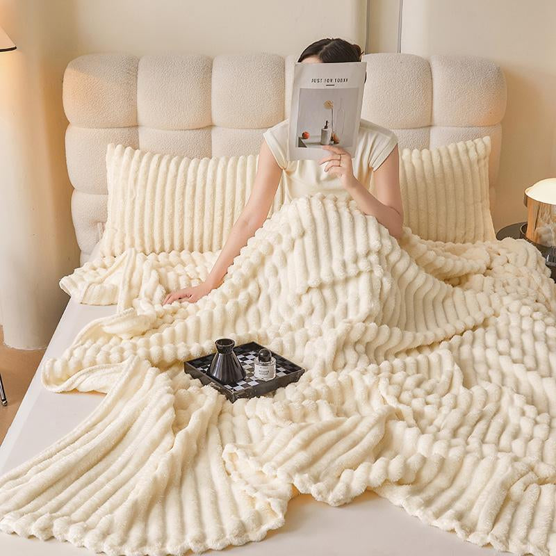 【Gentle Soft】 Lanrest Ultra Soft Plush Bunny Fur Blanket Lightweight Warm Throw for Bed Couch Living Room Cozy Luxury Style for Fall Winter Home Decor