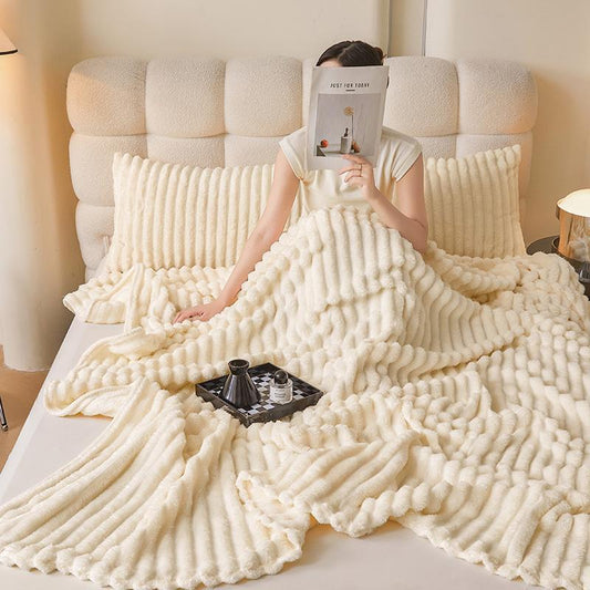 【Gentle Soft】 Lanrest Ultra Soft Plush Bunny Fur Blanket Lightweight Warm Throw for Bed Couch Living Room Cozy Luxury Style for Fall Winter Home Decor