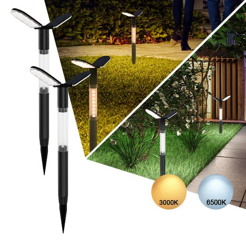 EMANER Solar Flood Lights Outdoor, Dusk to Dawn Solar Stake Yard Light,2000Lm Big Solar Driveway Lights, Cool and Warm White Pathway Lights Warm & Cool White, Dusk to Dawn Walkway Lights Solar Powered for Garden Sidewalk Yard