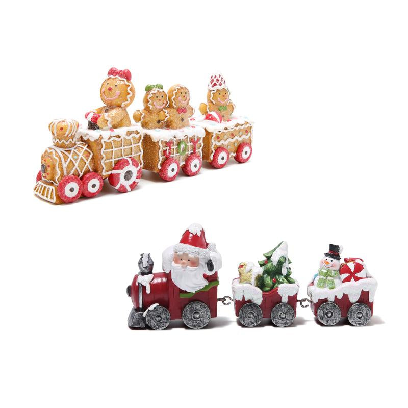 Hodao Christmas Decoration Set: Gingerbread Train, Santa Claus, Gnome Figurines, Christmas Gifts, Suitable for Families to Use as Party Decorations and Christmas Ornament Decor Tree Flocked Green
