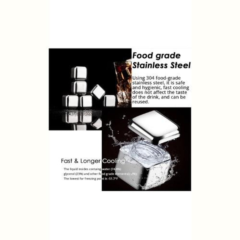 Unmelting Metal Ice Cubes – Reusable Stainless Steel Ice Cubes for Whiskey, Cocktails, and Beverages – Keeps Drinks Cold without Dilution