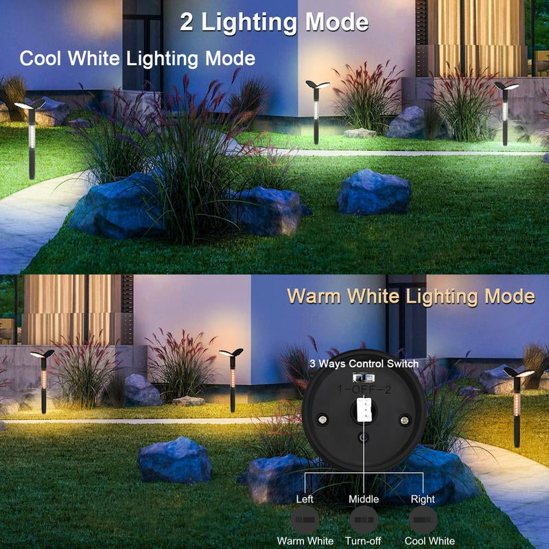 EMANER Solar Flood Lights Outdoor, Dusk to Dawn Solar Stake Yard Light,2000Lm Big Solar Driveway Lights, Cool and Warm White Pathway Lights Warm & Cool White, Dusk to Dawn Walkway Lights Solar Powered for Garden Sidewalk Yard