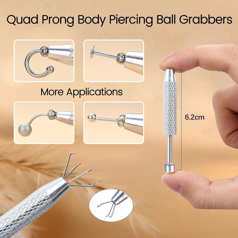 Piercing Taper Ball Grabber Tool for Changing - 14G 16G 18G 20G Stainless Steel Flat Earrings Applicator Tool Threadless Insertion Pin Thread Piercing Kit for Ear Nose Lip