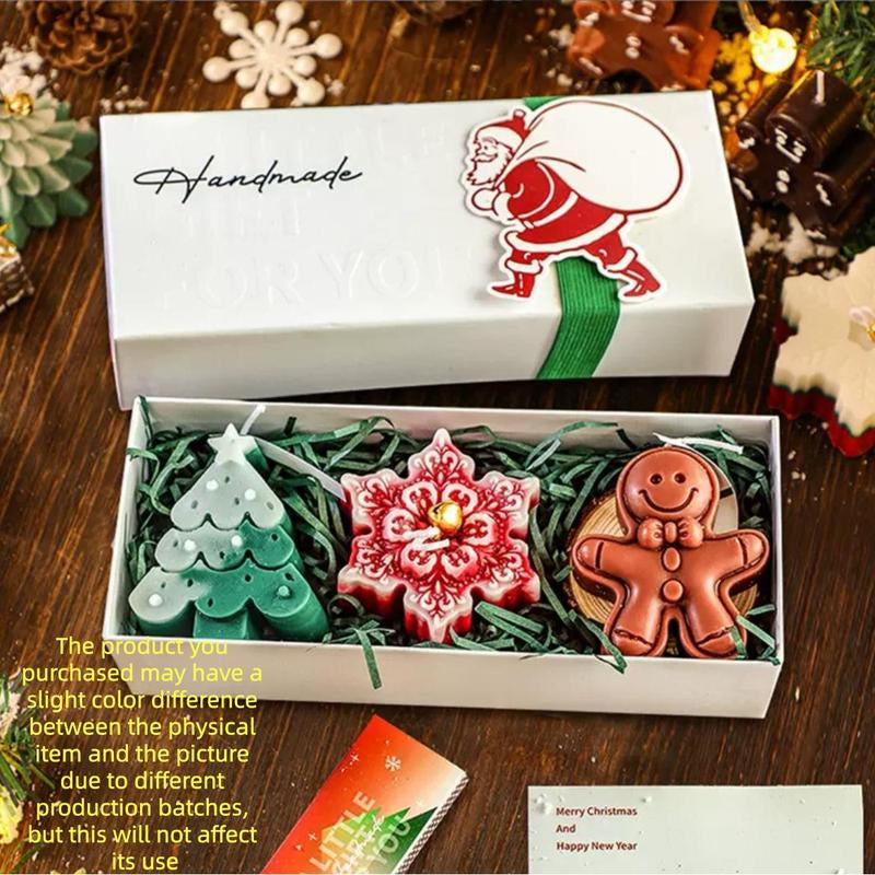 Christmas Gift Box Set with Scented Candles, Christmas Tree Decorations, Knitted Gloves, Gingerbread Man, Holiday Gifts for New Year, Themed Gift Box