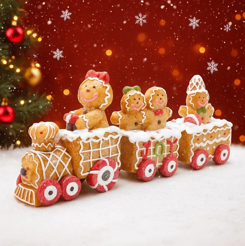 Hodao Christmas Decoration Set: Gingerbread Train, Santa Claus, Gnome Figurines, Christmas Gifts, Suitable for Families to Use as Party Decorations and Christmas Ornament Decor Tree Flocked Green