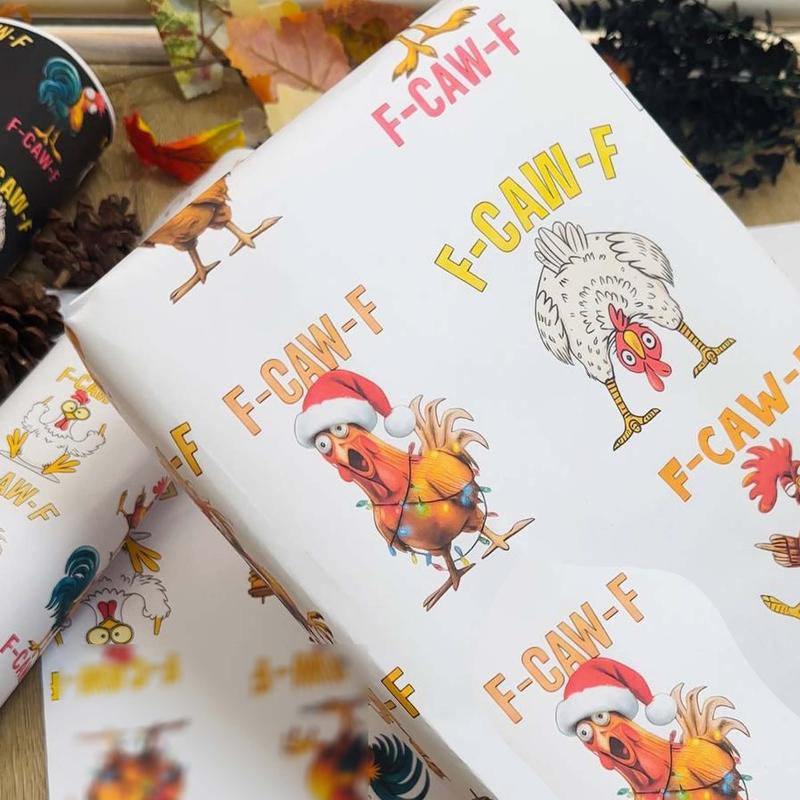 F-Caw-F Chicken Wrapping Paper Gift Wrap with Clear Message for Bold Statements and Versatile Gifting Needs