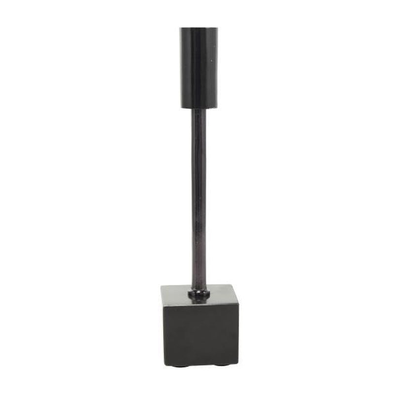 Black Aluminum Metal Slim Candle Holder with Block Bases, Set of 2 11", 13"H