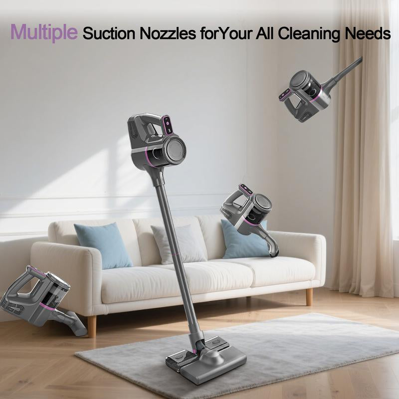 Cordless Vacuum Cleaner, Lightweight Stick Canister Vac, Powerful 18000Pa Suction with LED Display, 6-In-1 Lightweight Handheld Vacuum for Home, Vacuuming & Mopping, Removing Mites, Fast Charging for Pet Hair, Carpet, Hard Floor & Car Interior