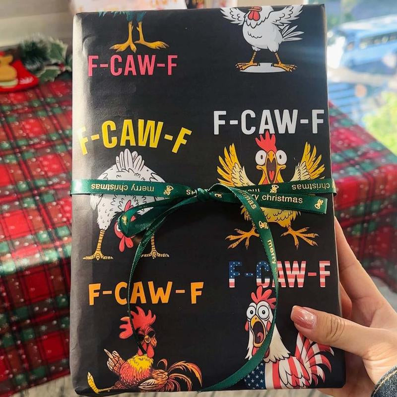 F-Caw-F Chicken Wrapping Paper Gift Wrap with Clear Message for Bold Statements and Versatile Gifting Needs