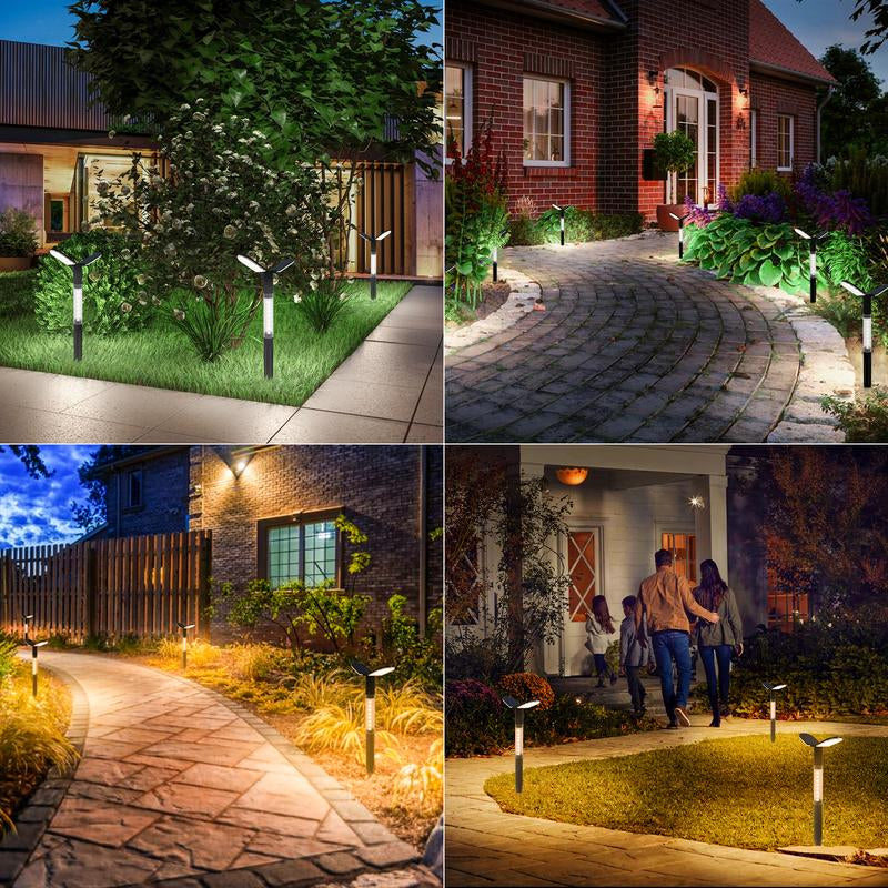 EMANER Solar Flood Lights Outdoor, Dusk to Dawn Solar Stake Yard Light,2000Lm Big Solar Driveway Lights, Cool and Warm White Pathway Lights Warm & Cool White, Dusk to Dawn Walkway Lights Solar Powered for Garden Sidewalk Yard