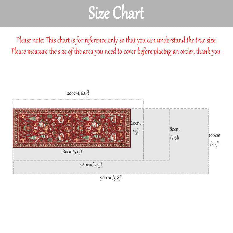 Retro Christmas Tree Deer Floral Carpet, Soft Plush Non-Slip Mat, Foldable, Indoor Use, Pet Friendly, Home Decor