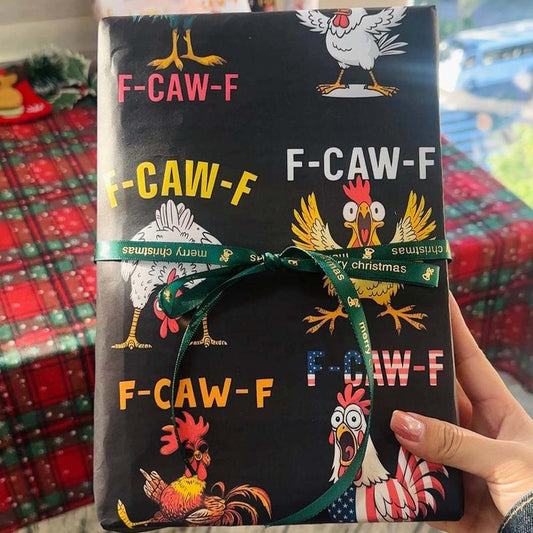 F-Caw-F Chicken Wrapping Paper Gift Wrap with Clear Message for Bold Statements and Versatile Gifting Needs