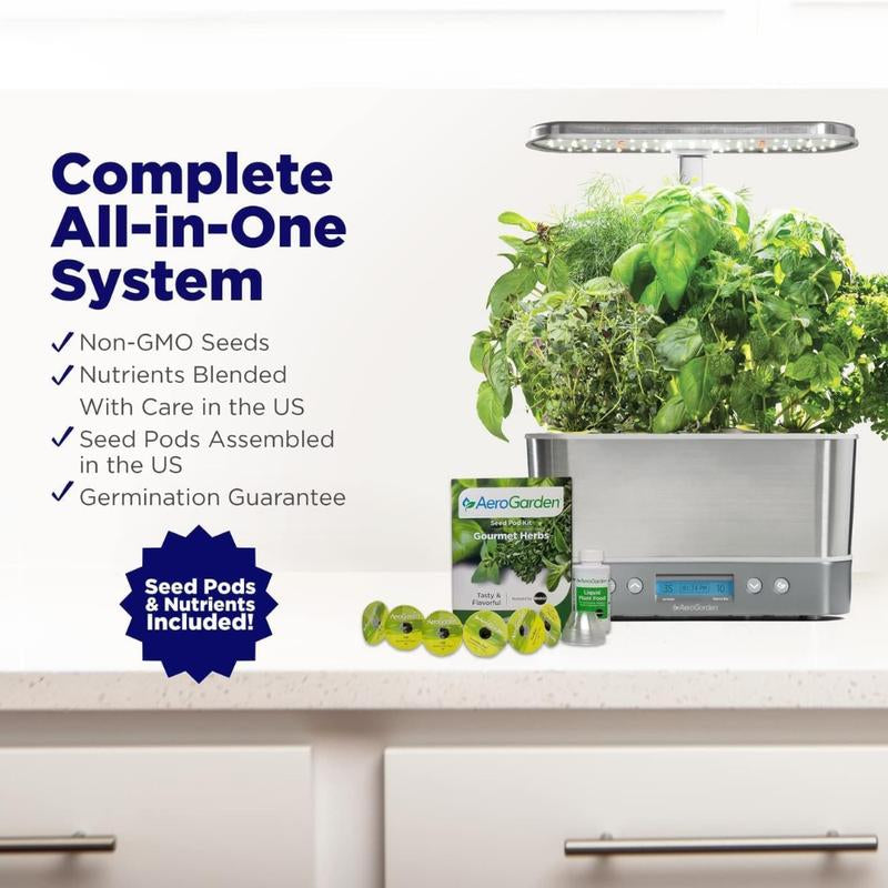 Aerogarden Harvest Elite Indoor Garden Hydroponic System with LED Grow Light and Herb Kit, Holds up to 6 Pods