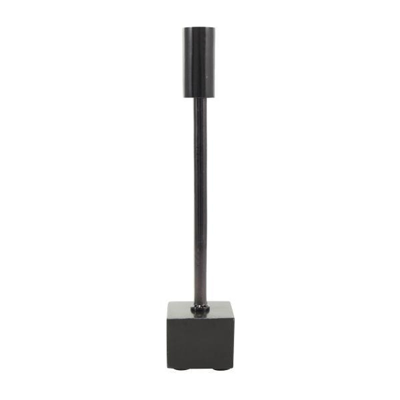 Black Aluminum Metal Slim Candle Holder with Block Bases, Set of 2 11", 13"H