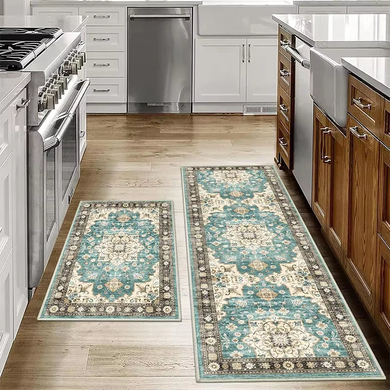 1/2PCS Bohemian Kitchen Floor Mats Anti-Slip Washable Bathroom Bathroom Door Mats Hallway Aisle Floor Mats Home Decoration