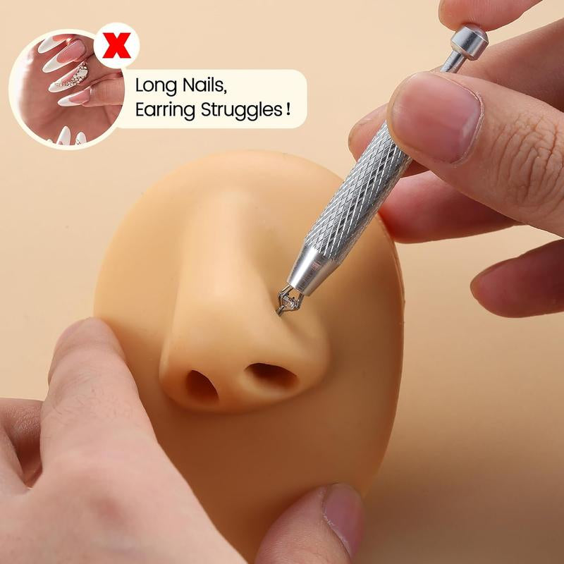 Piercing Taper Ball Grabber Tool for Changing - 14G 16G 18G 20G Stainless Steel Flat Earrings Applicator Tool Threadless Insertion Pin Thread Piercing Kit for Ear Nose Lip