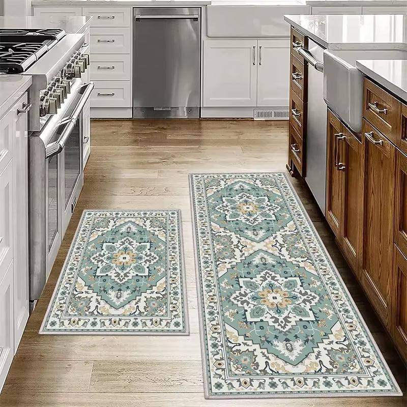 1/2PCS Bohemian Kitchen Floor Mats Anti-Slip Washable Bathroom Bathroom Door Mats Hallway Aisle Floor Mats Home Decoration