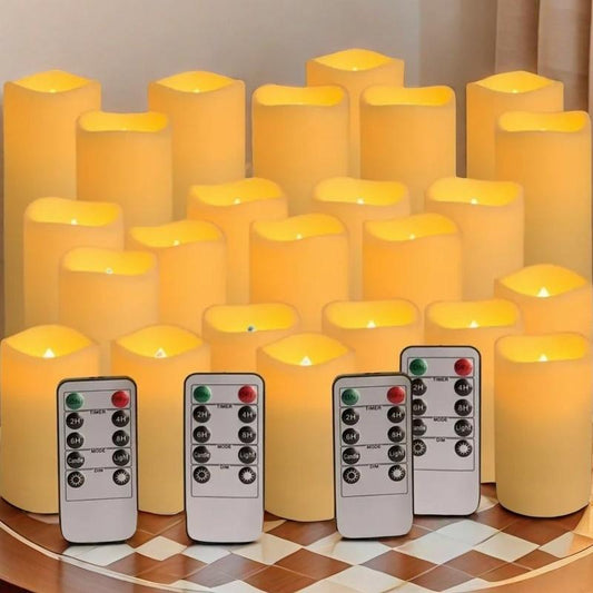 24-Piece Set of Electronic Waterproof Candles, Household Appliance Candles, with Four Remote Controls, Suitable for Living Rooms, Bedrooms, Kitchens, Romantic Atmosphere Creation Wonders, Flameless Candles, Household Appliance Accessories
