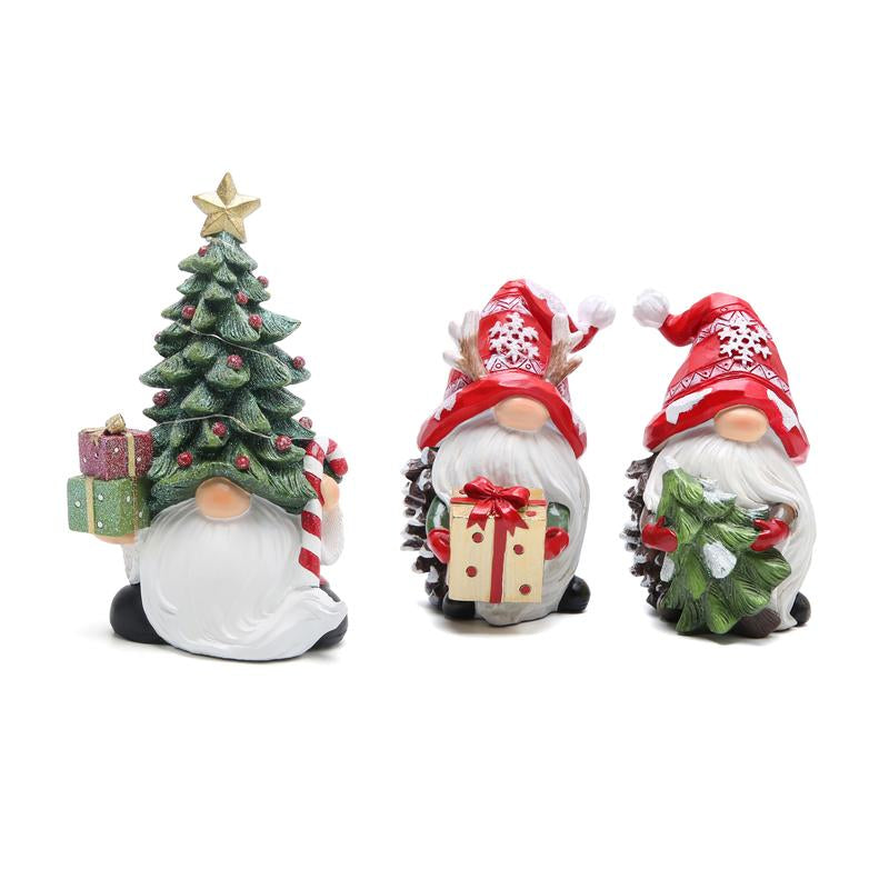 Hodao Christmas Decoration Set: Gingerbread Train, Santa Claus, Gnome Figurines, Christmas Gifts, Suitable for Families to Use as Party Decorations and Christmas Ornament Decor Tree Flocked Green