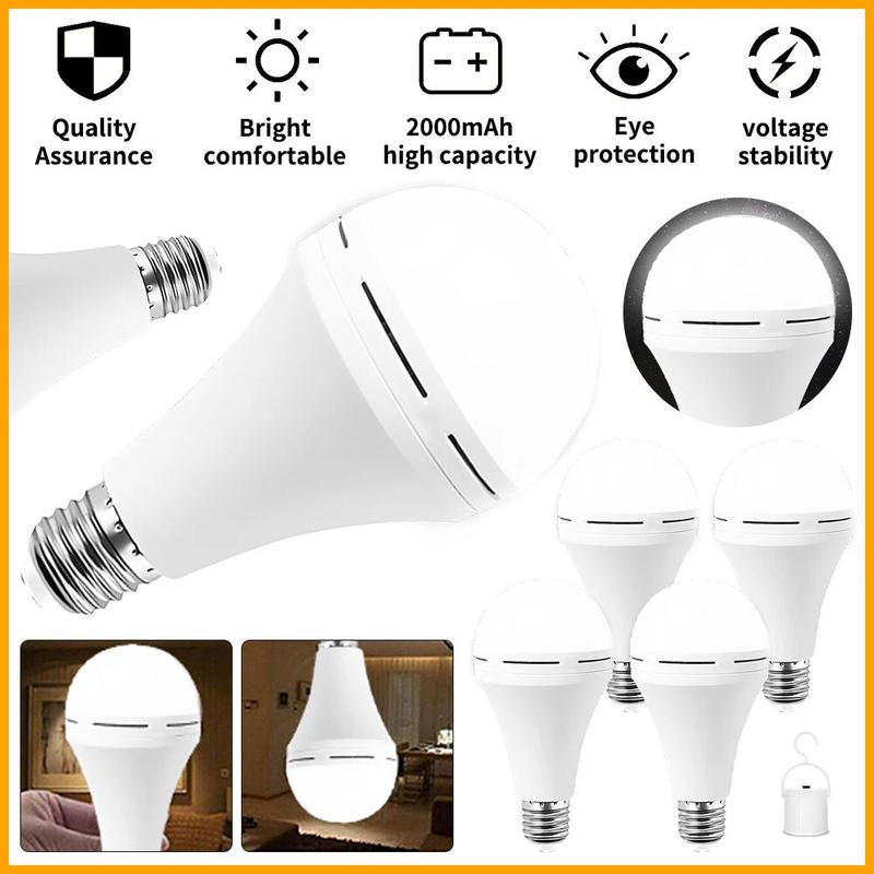 4/8/12PCS LED Daily Use Emergency Light Bulb Rechargeable Light Bulb 2000Mah Backup Battery, Long Life - for Outdoor Camping, Home & Office Use - Perfect Gift for Hikers & Emergency Preparedness