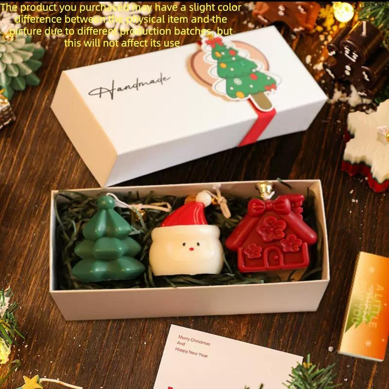 Christmas Gift Box Set with Scented Candles, Christmas Tree Decorations, Knitted Gloves, Gingerbread Man, Holiday Gifts for New Year, Themed Gift Box