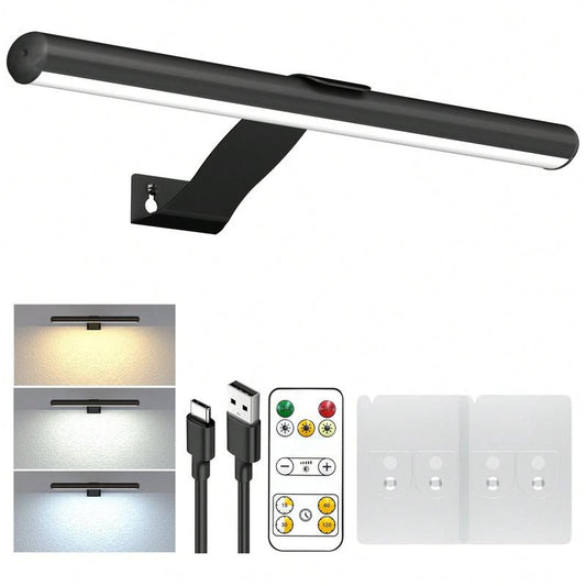 1 Pcs Wireless LED Picture Light with Remote, Rechargeable Battery Operated Painting Ligh, 12.6In Art Display Light for Picture Frame Artworking Portrait, Home Decor Wall Sconce with 3 Color(Black/ Gold)