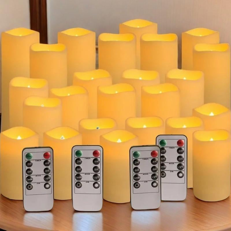 24-Piece Set of Electronic Waterproof Candles, Household Appliance Candles, with Four Remote Controls, Suitable for Living Rooms, Bedrooms, Kitchens, Romantic Atmosphere Creation Wonders, Flameless Candles, Household Appliance Accessories