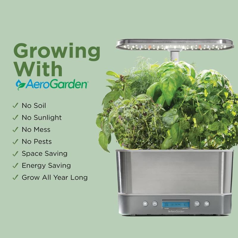 Aerogarden Harvest Elite Indoor Garden Hydroponic System with LED Grow Light and Herb Kit, Holds up to 6 Pods