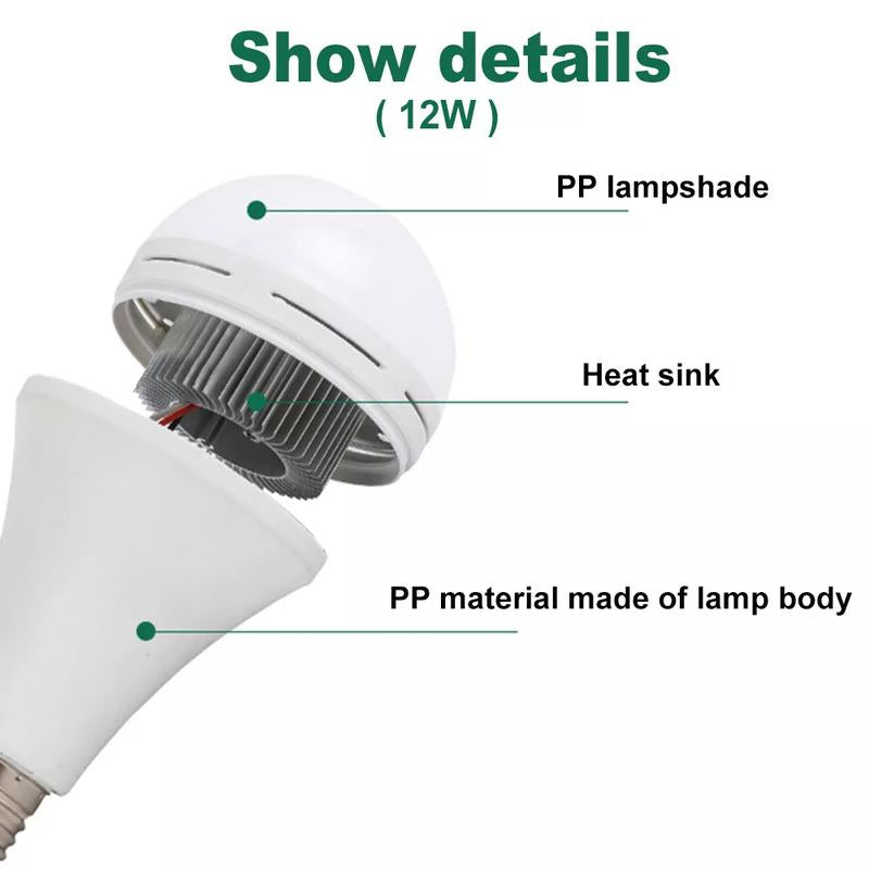 4/8/12PCS LED Daily Use Emergency Light Bulb Rechargeable Light Bulb 2000Mah Backup Battery, Long Life - for Outdoor Camping, Home & Office Use - Perfect Gift for Hikers & Emergency Preparedness