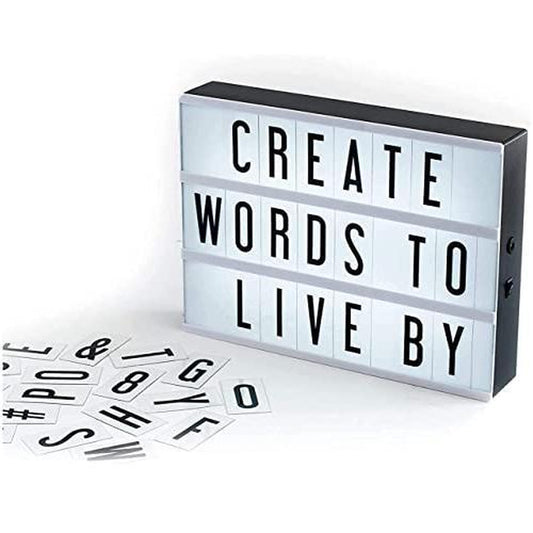 Light Box Letter Board - 12X9-Inch up Signs with 100 Letters Numbers and Symbols Neon Sign White LED RGB Color Freeze Mode for Home Decor