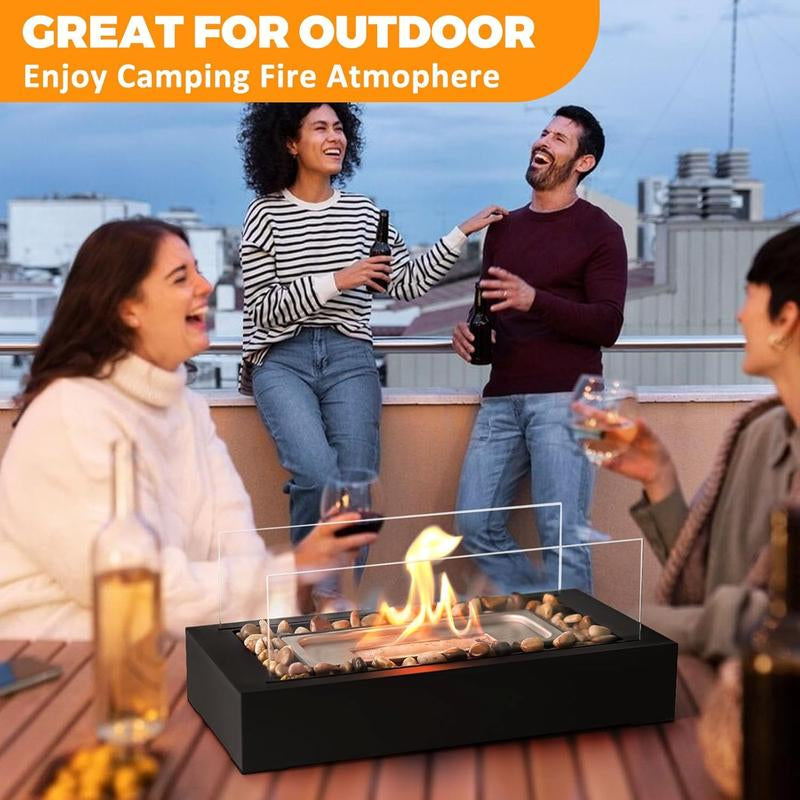 Table Fire Upgraded Safer Gel Fuel Fire Pit, Smores Maker with Cobblestone Decorated for Parties, Gift for Birthday, Mum and Weddings (Gel Was Not Included)