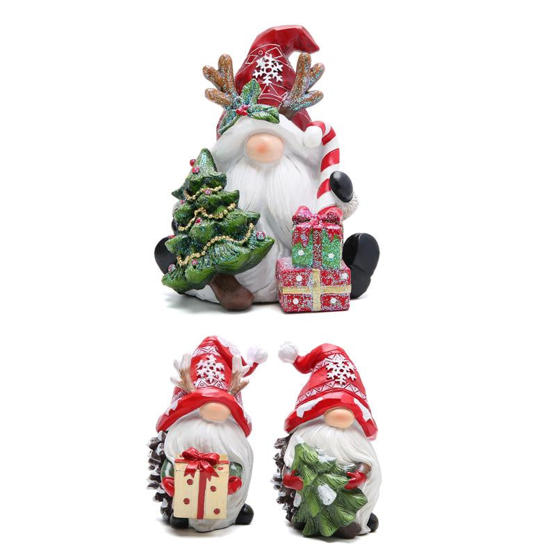 Hodao Christmas Decoration Set: Gingerbread Train, Santa Claus, Gnome Figurines, Christmas Gifts, Suitable for Families to Use as Party Decorations and Christmas Ornament Decor Tree Flocked Green