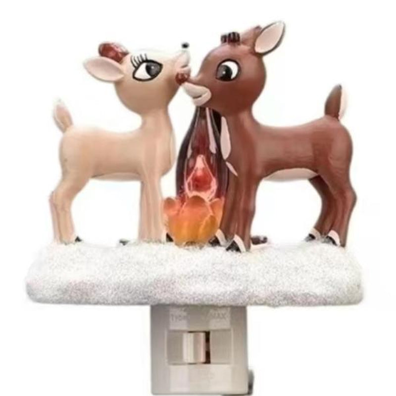 2025 Halloween 3D Deer Night Light,Spooky Night Light,Campfire Night Light,Christmas Eve Campfire Flickering Night Light,120V Plug-In Powered for Festive Ambiance