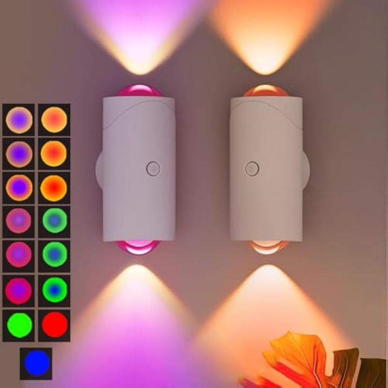 Dimmable RGB Motion Sensor Night Light – Plug-Free Rechargeable Ambient Wall Lamp, Stick Anywhere Magnetic Step Light for Stairs, Wardrobe & Desk – Cozy Holiday Room Decor Gift Christmas, Halloween, Valentine’S Day