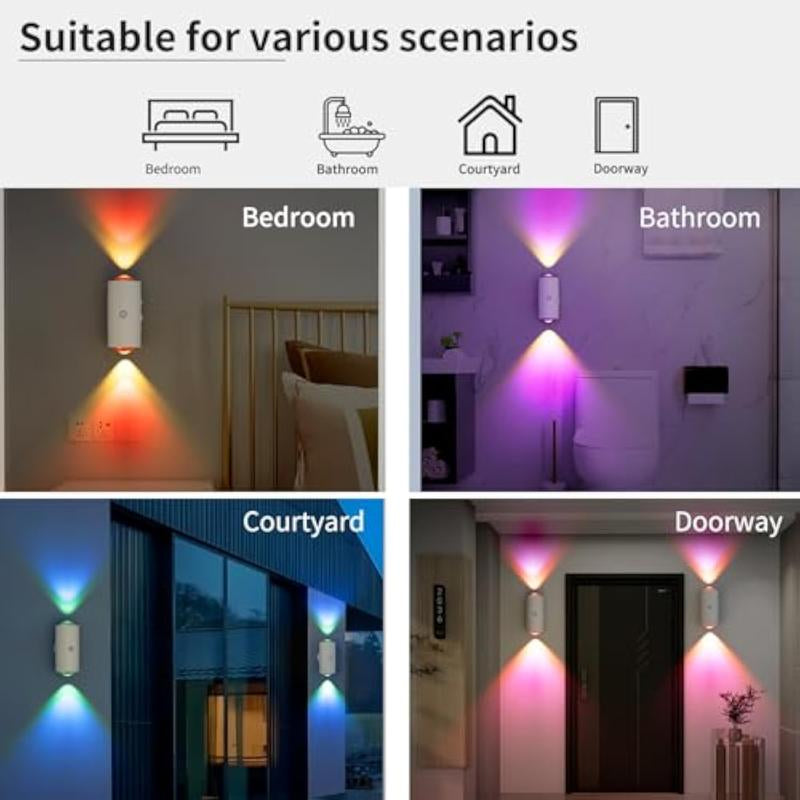 Dimmable RGB Motion Sensor Night Light – Plug-Free Rechargeable Ambient Wall Lamp, Stick Anywhere Magnetic Step Light for Stairs, Wardrobe & Desk – Cozy Holiday Room Decor Gift Christmas, Halloween, Valentine’S Day