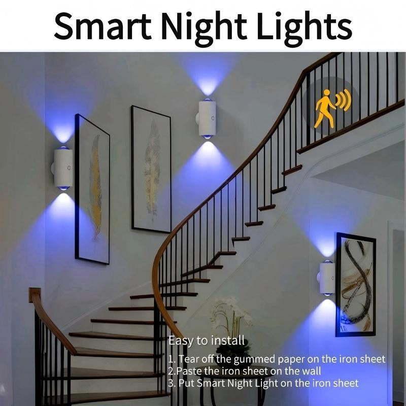 Dimmable RGB Motion Sensor Night Light – Plug-Free Rechargeable Ambient Wall Lamp, Stick Anywhere Magnetic Step Light for Stairs, Wardrobe & Desk – Cozy Holiday Room Decor Gift Christmas, Halloween, Valentine’S Day