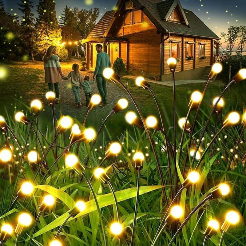 Solar Garden Lights, 2Pcs-16 LED Firefly Solar Lights for Outside, Waterproof Swaying Solar Powered Yard Lights for Patio Garden Decor Pathway (Warm White)