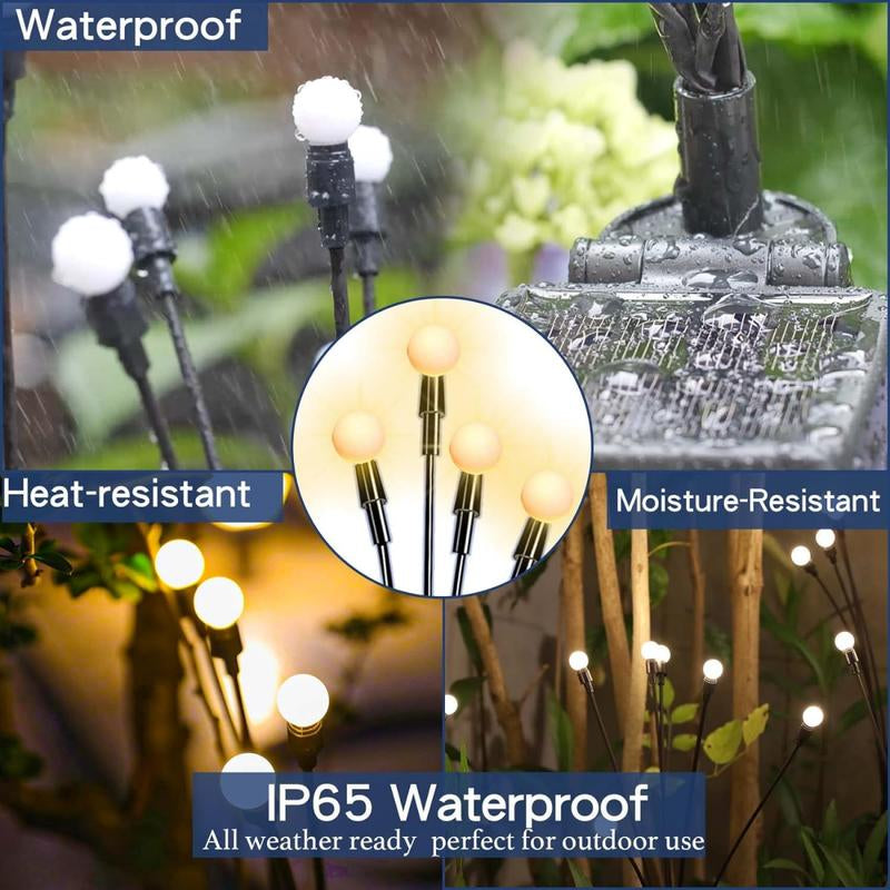 Solar Garden Lights, 2Pcs-16 LED Firefly Solar Lights for Outside, Waterproof Swaying Solar Powered Yard Lights for Patio Garden Decor Pathway (Warm White)