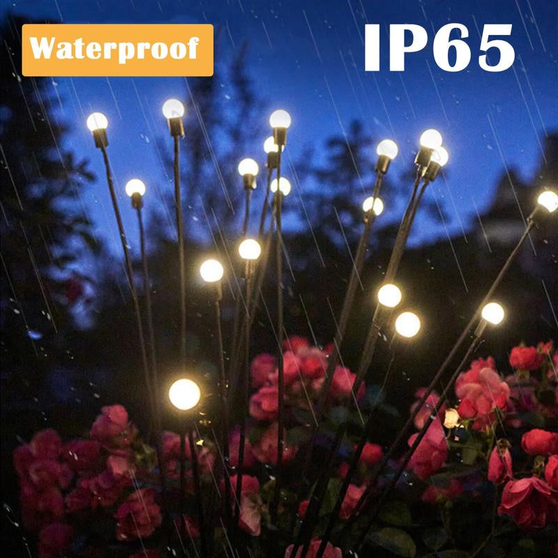 Solar Garden Lights, 2Pcs-16 LED Firefly Solar Lights for Outside, Waterproof Swaying Solar Powered Yard Lights for Patio Garden Decor Pathway (Warm White)